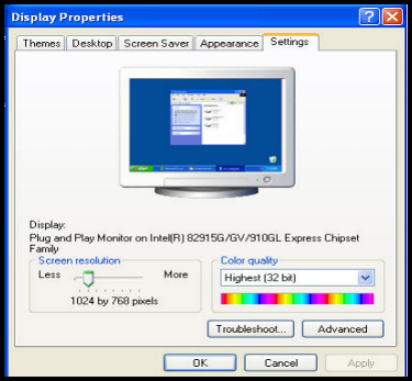 Screen Resolution Settings
